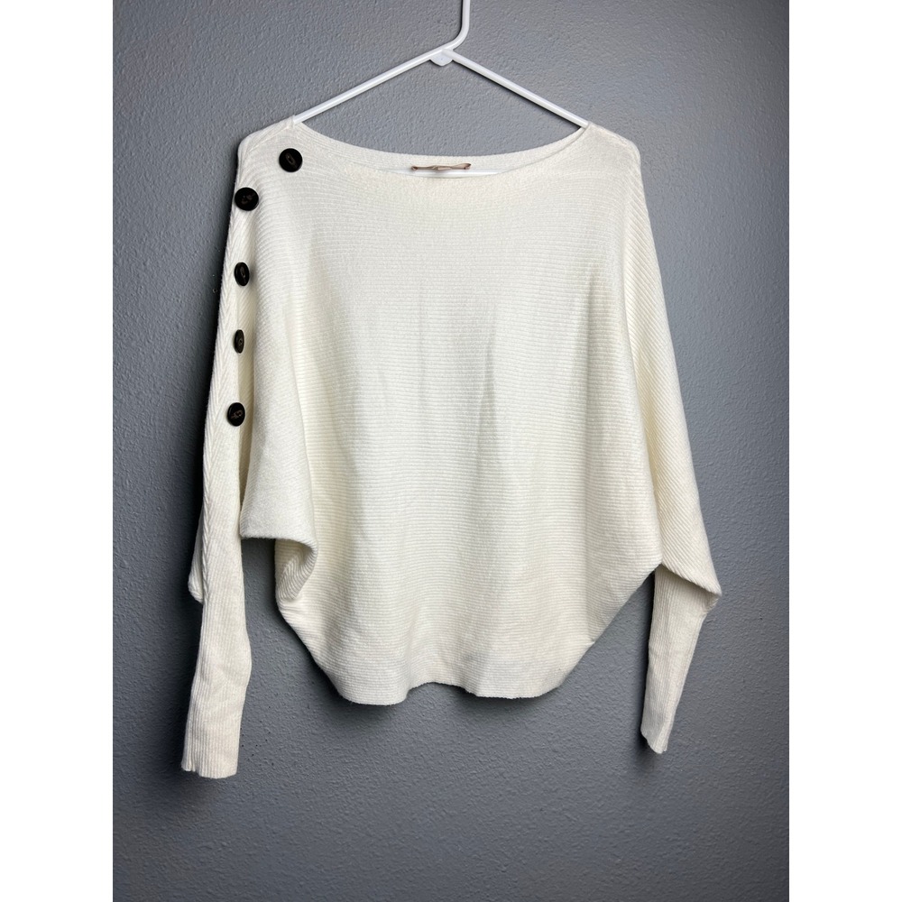 Philosophy Republic Clothing Ivory White Ribbed Batwing Sweater Cottagecore